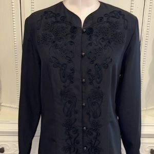 Vintage Ship 'n Shore Pearl Button and Bead Work Blouse Size 8